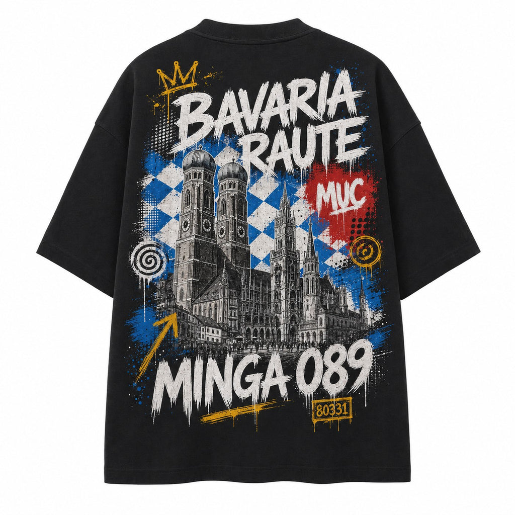 Bavaria Raute Minga Oversize T-Shirt Schwarz, Rückansicht mit Rautenmuster
