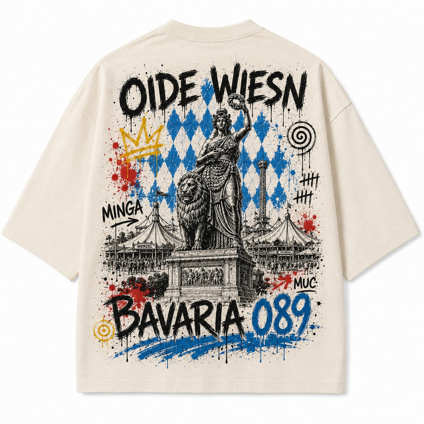 Oide Wiesn Raute Hoodie Schwarz, Rückansicht mit Riesenrad