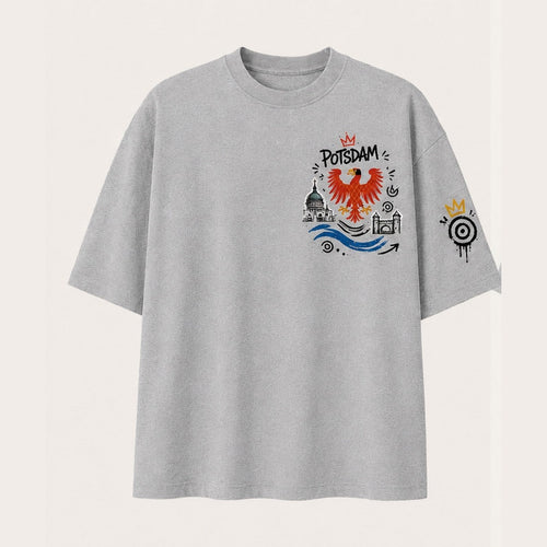 Alter Markt Oversized T-Shirt Grau meliert, Vorderansicht